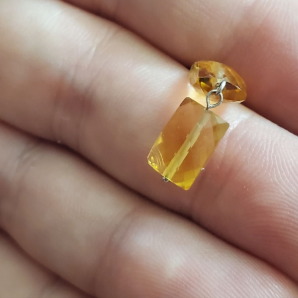 14k white gold checkerboard cut citrine earrings! These are long earrings a litt - Picture 4 of 12